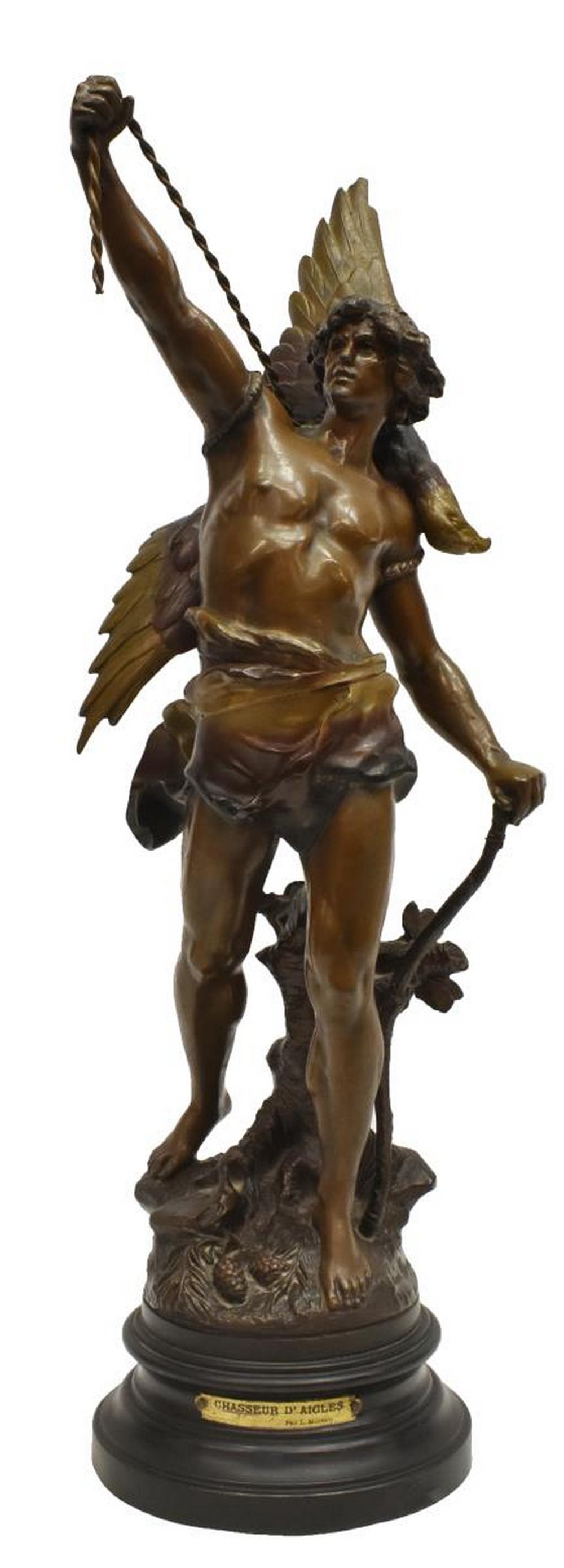 EAGLE HUNTER METAL SCULPTURE AFTER LOUIS MOREAU (1 of 4)