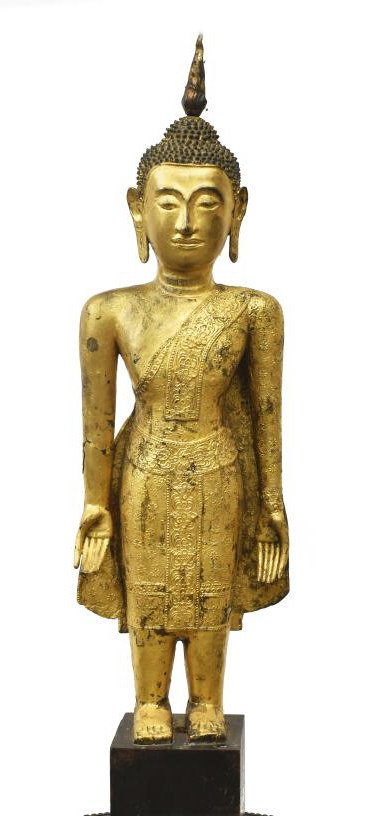THAI GILT STANDING BUDDHA FIGURE (1 of 2)