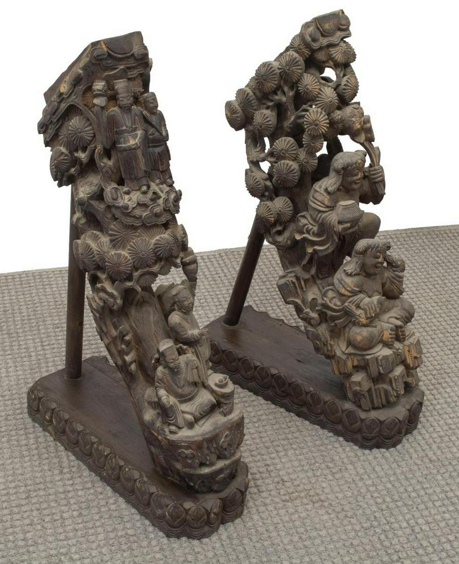 (2) CHINESE CARVED WOOD ARCHITECTURAL PIECES (1 of 6)