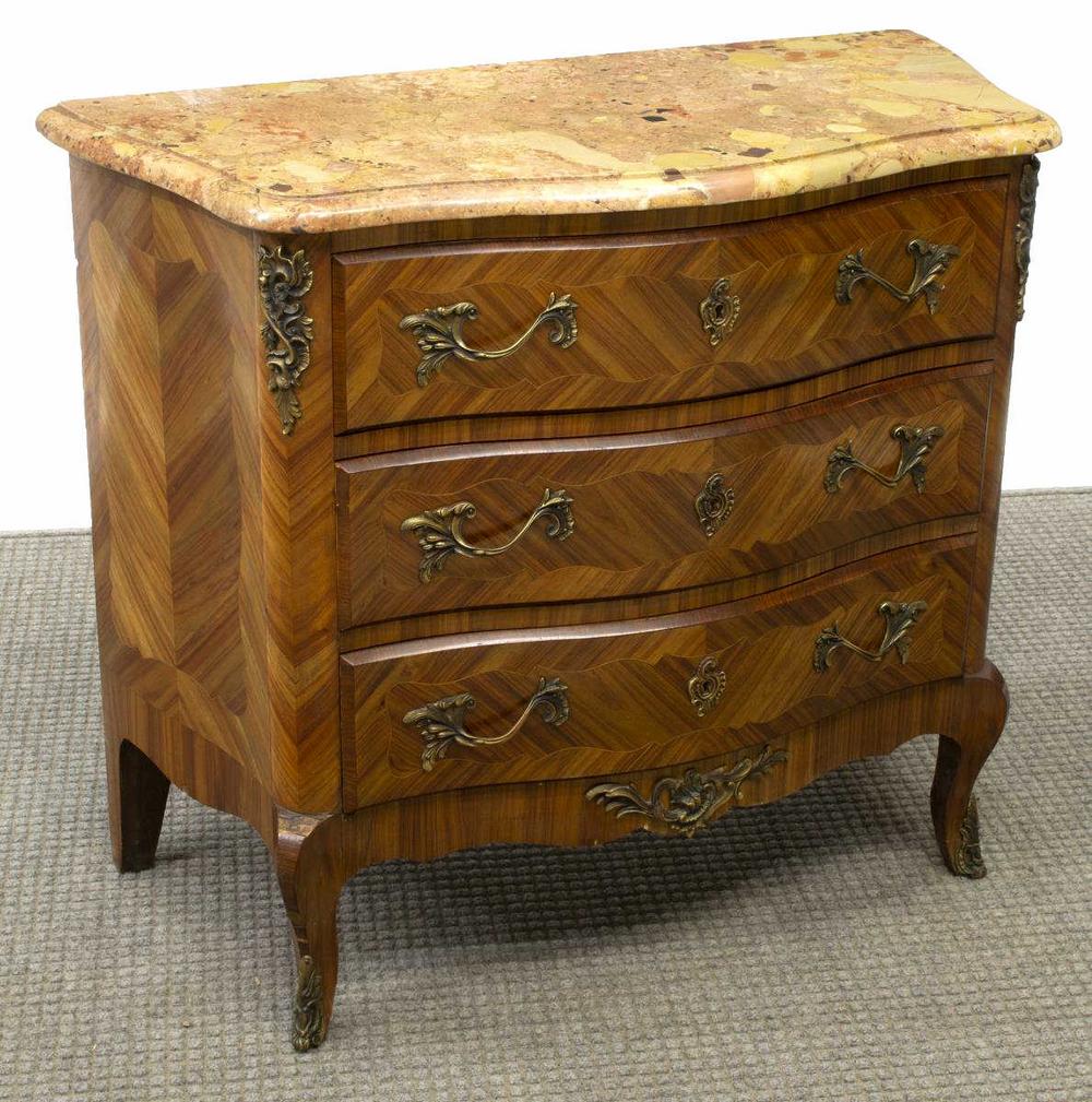 PETITE FRENCH LOUIS XV STYLE MARBLE-TOP COMMODE (1 of 5)