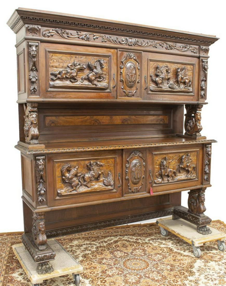 ITALIAN RENAISSANCE REVIVAL WALNUT SIDEBOARD (1 of 4)