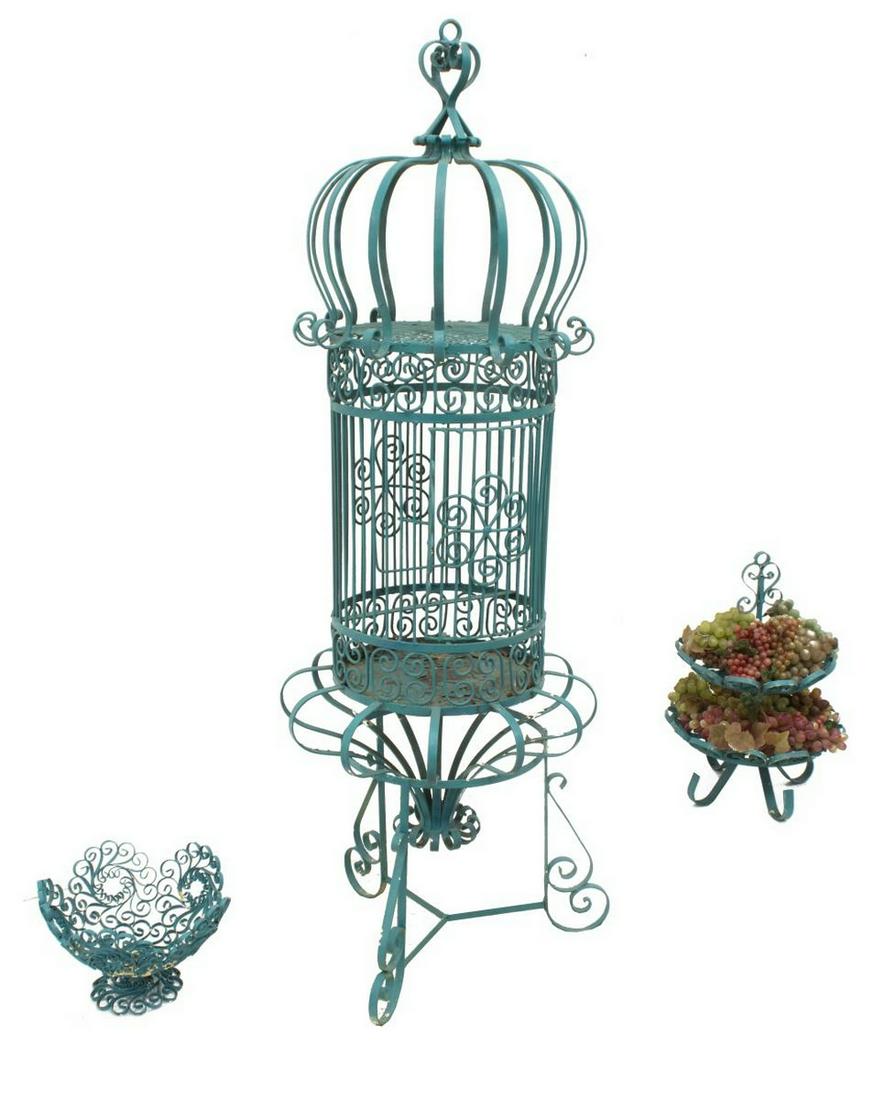 (3) PAINTED WROUGHT IRON BIRDCAGE & CENTERPIECES (1 of 5)
