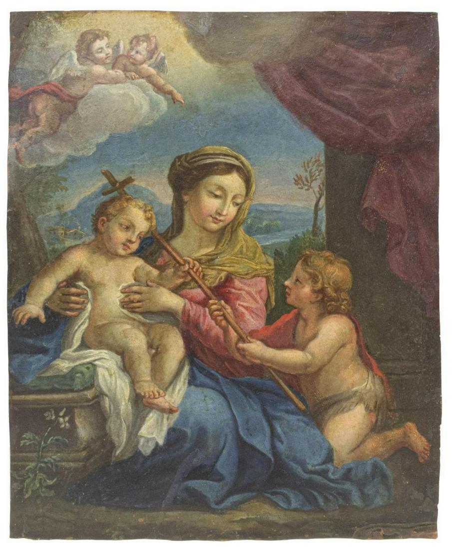 ITALIAN SCHOOL OIL ON COPPER MADONNA & CHILD (1 of 2)