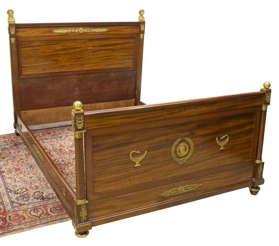 FRENCH EMPIRE STYLE ORMOLU-MOUNTED MAHOGANY BED (1 of 2)