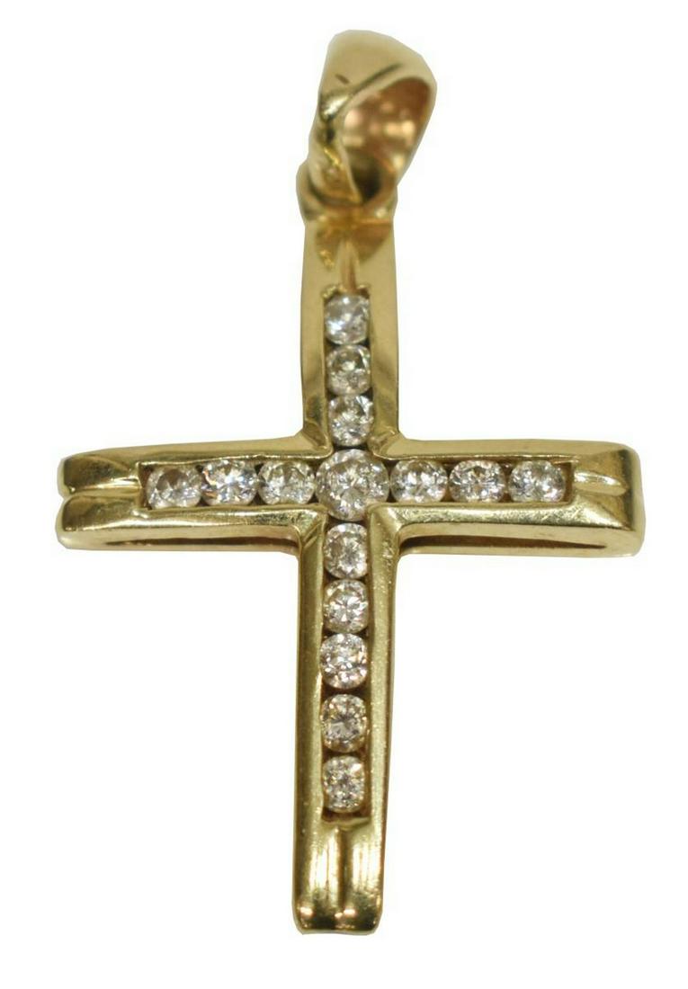 ESTATE 14KT YELLOW GOLD & DIAMOND CROSS PENDANT (1 of 3)
