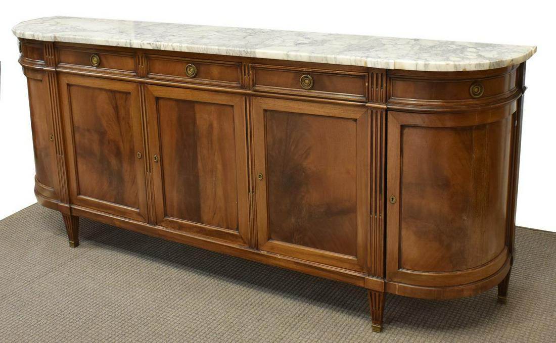 LOUIS XVI STYLE MARBLE-TOP MAHOGANY SIDEBOARD (1 of 6)