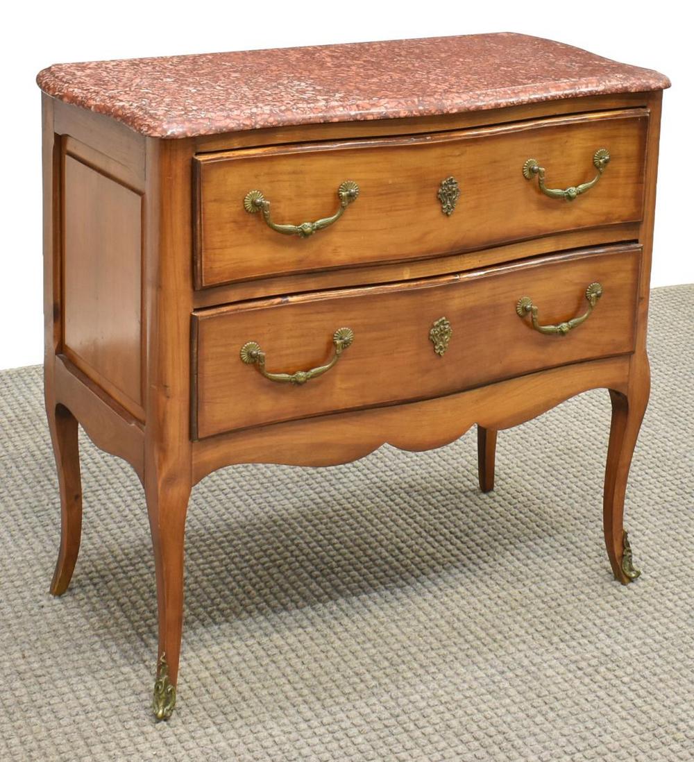 FRENCH LOUIS XV STYLE MARBLE-TOP FRUITWOOD COMMODE (1 of 5)