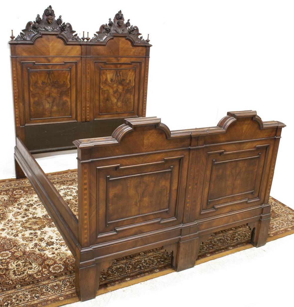 ITALIAN CARVED WALNUT BED (1 of 2)