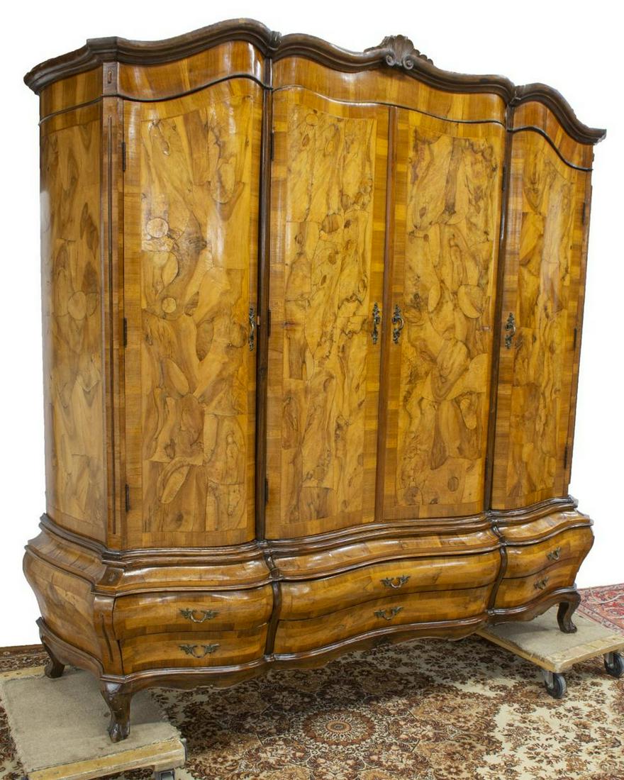ITALIAN VENETIAN PATCHWORK FIGURED WALNUT ARMOIRE (1 of 4)