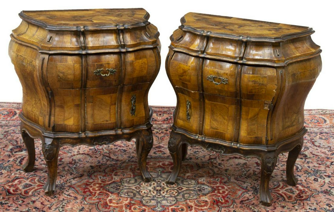(2) VENETIAN PATCHWORK BOMBE BEDSIDE CABINETS (1 of 5)