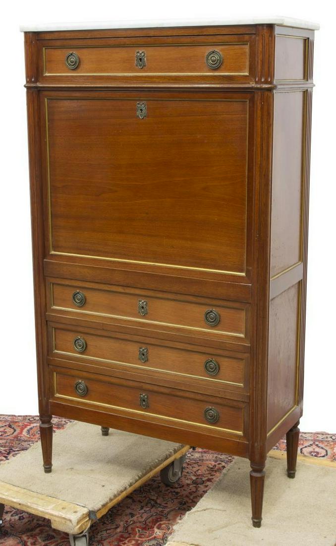 LOUIS XVI STYLE MARBLE-TOP SECRETAIRE A ABATTANT (1 of 5)