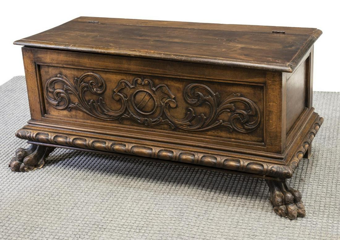 RENAISSANCE REVIVAL CARVED STORAGE CHEST TRUNK (1 of 4)