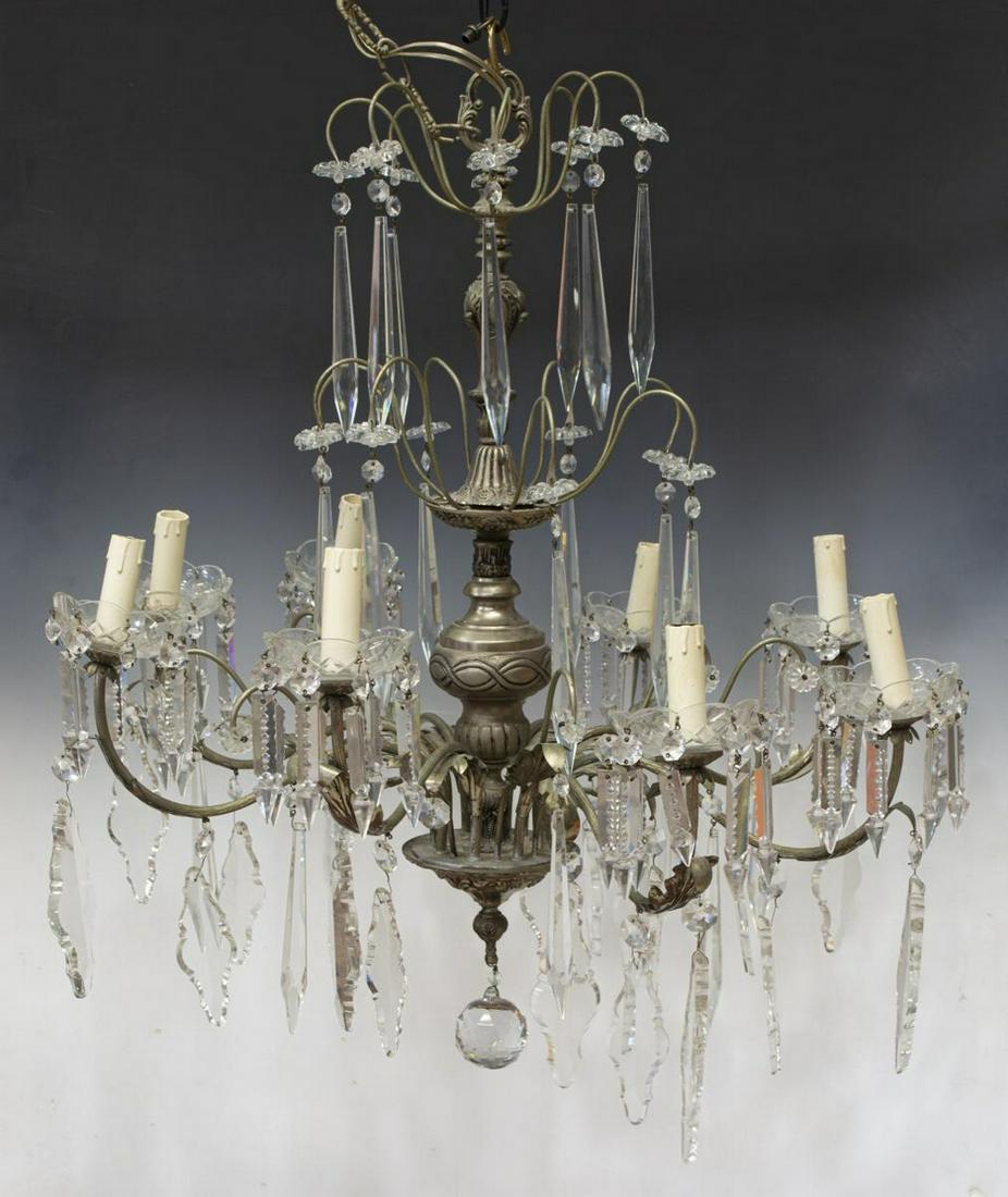 ITALIAN SILVER-TONE METAL CRYSTAL 8-LT CHANDELIER (1 of 1)