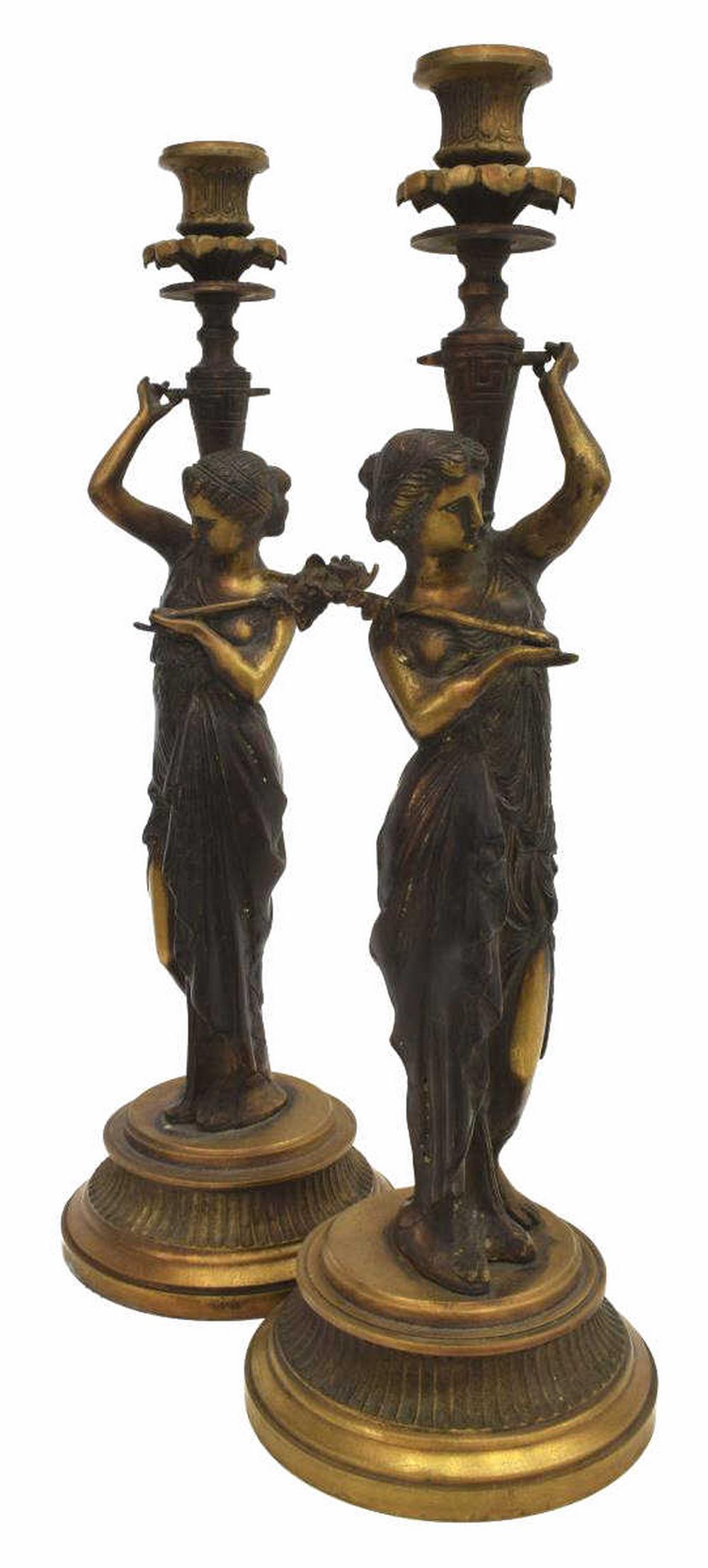 (2) NEOCLASSICAL GILT METAL FIGURAL CANDLESTICKS (1 of 3)