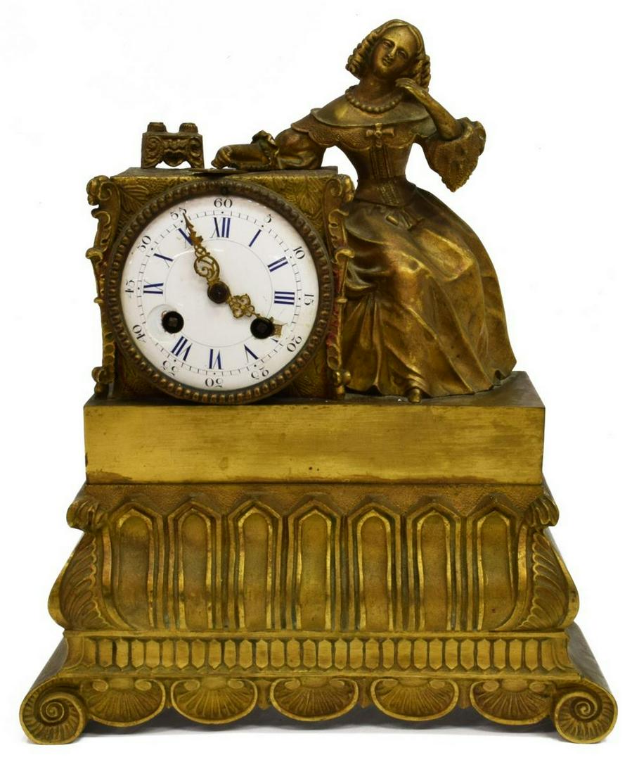 FRENCH JAPY FILS GILT METAL FIGURAL SHELF CLOCK (1 of 4)