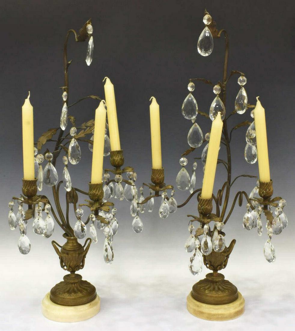 (2) CONTINENTAL 3-LIGHT FOLIATED PRISM CANDELABRAS (1 of 2)