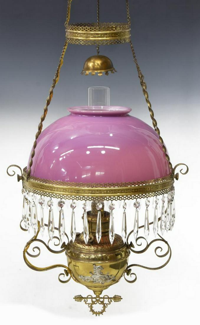 VICTORIAN HANGING ELECTRIFIED LIBRARY LAMP (1 of 2)
