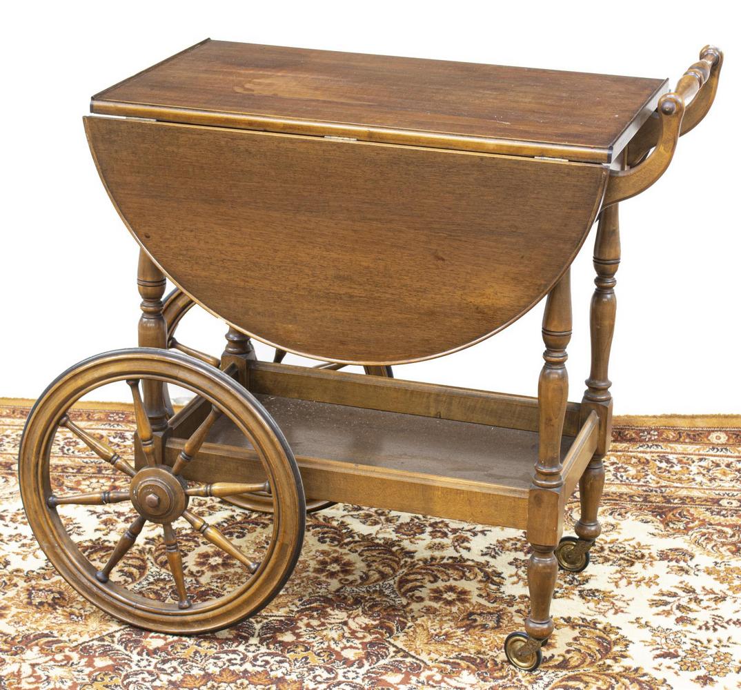 ITALIAN WALNUT DROP-LEAF TEA TROLLEY SERVICE CART (1 of 3)