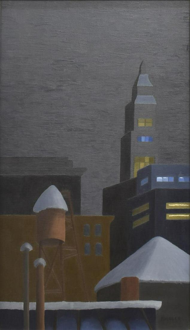 GERTRUDE D. KUEBLER 'RITZ TOWER AT DUSK' PAINTING (1 of 5)
