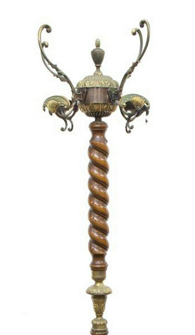 ITALIAN SPIRALED WOOD & GILT METAL HALL TREE (1 of 3)
