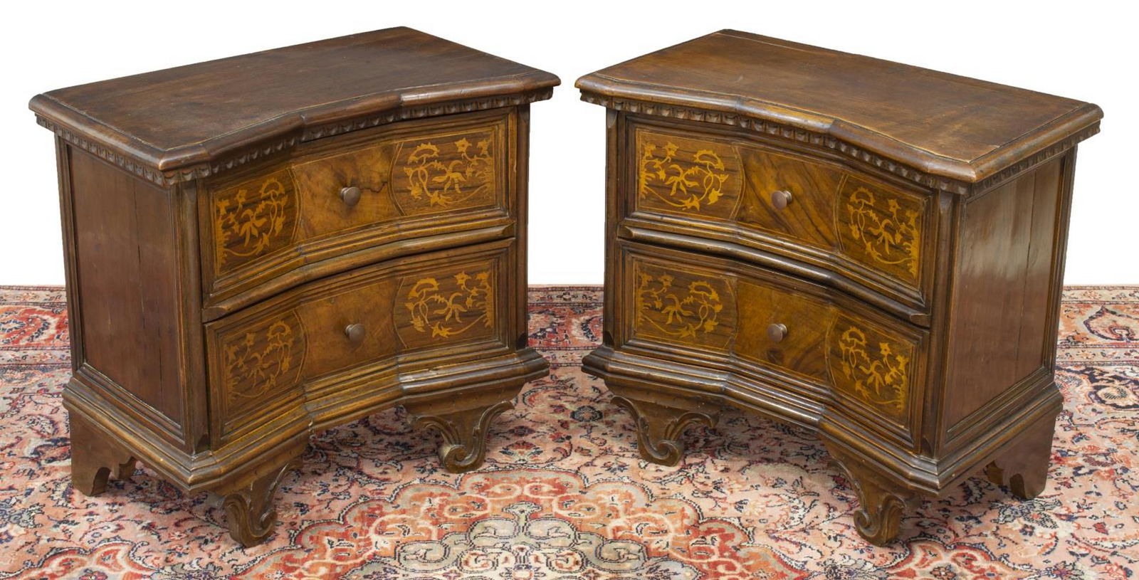 (2) ITALIAN MARQUETRY WALNUT BEDSIDE CABINETS (1 of 4)