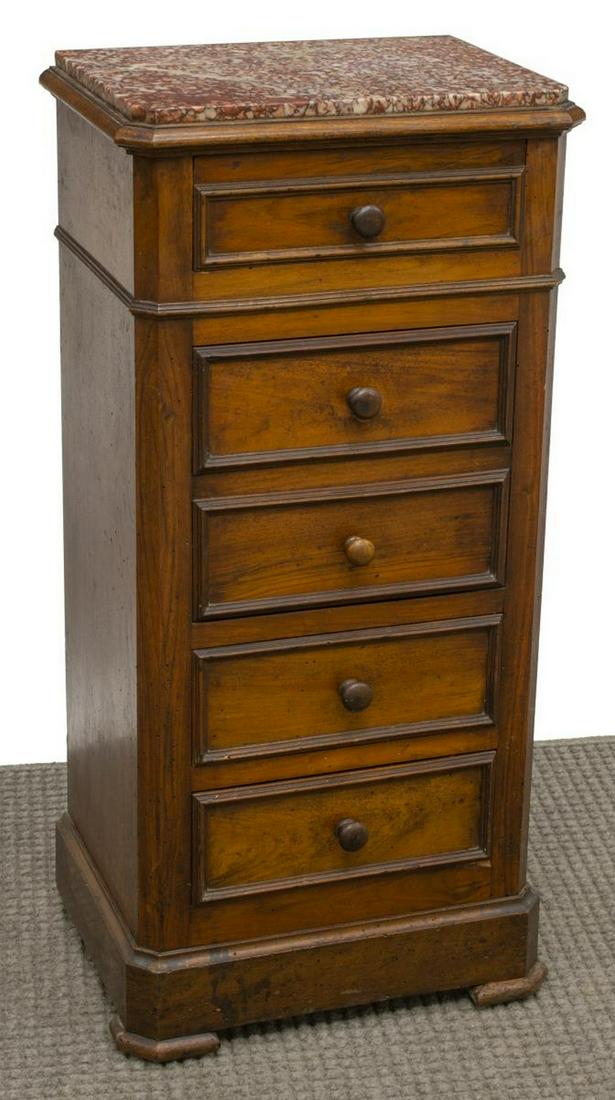 FRENCH LOUIS PHILIPPE MARBLE-TOP WALNUT NIGHTSTAND (1 of 4)
