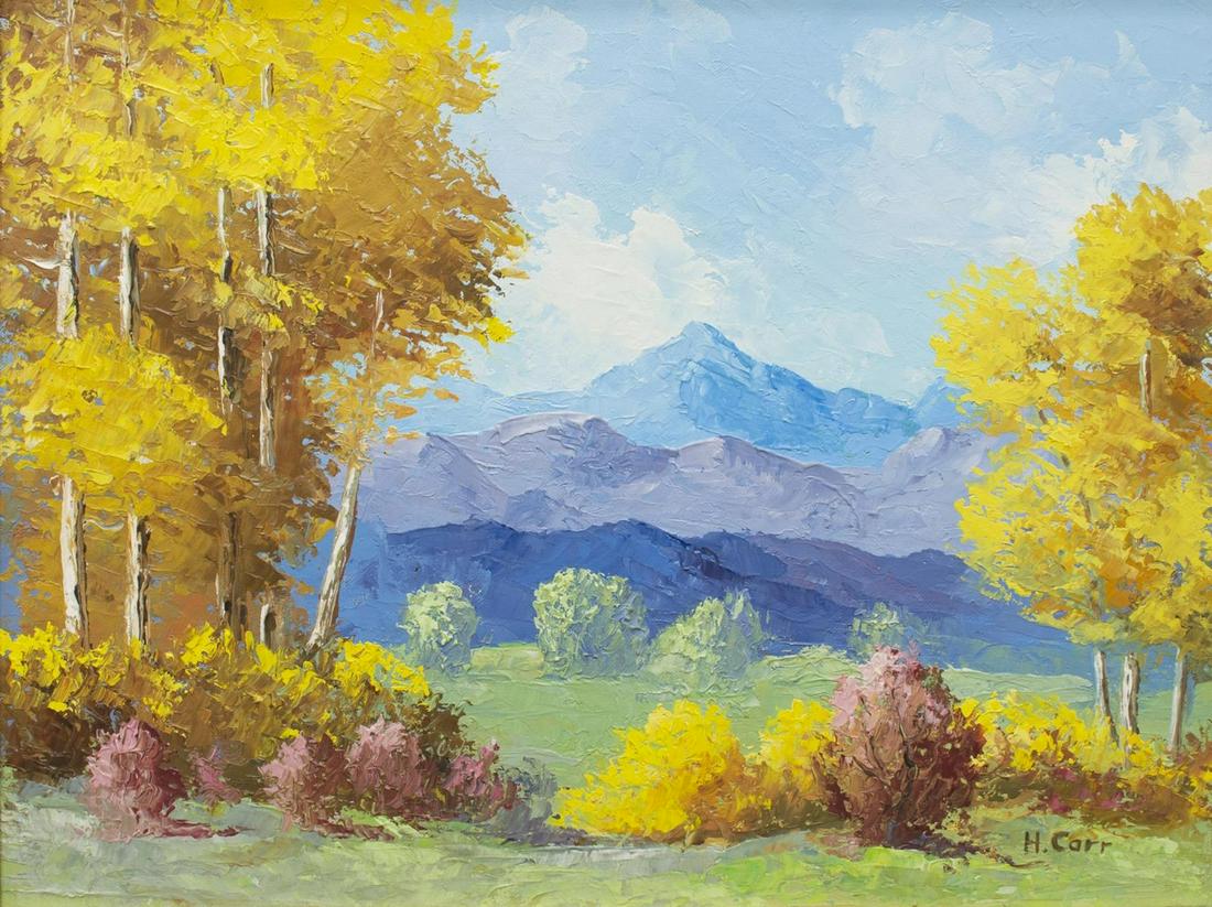 FRAMED LANDSCAPE OIL PAINTING, SIGNED H. CARR (1 of 4)