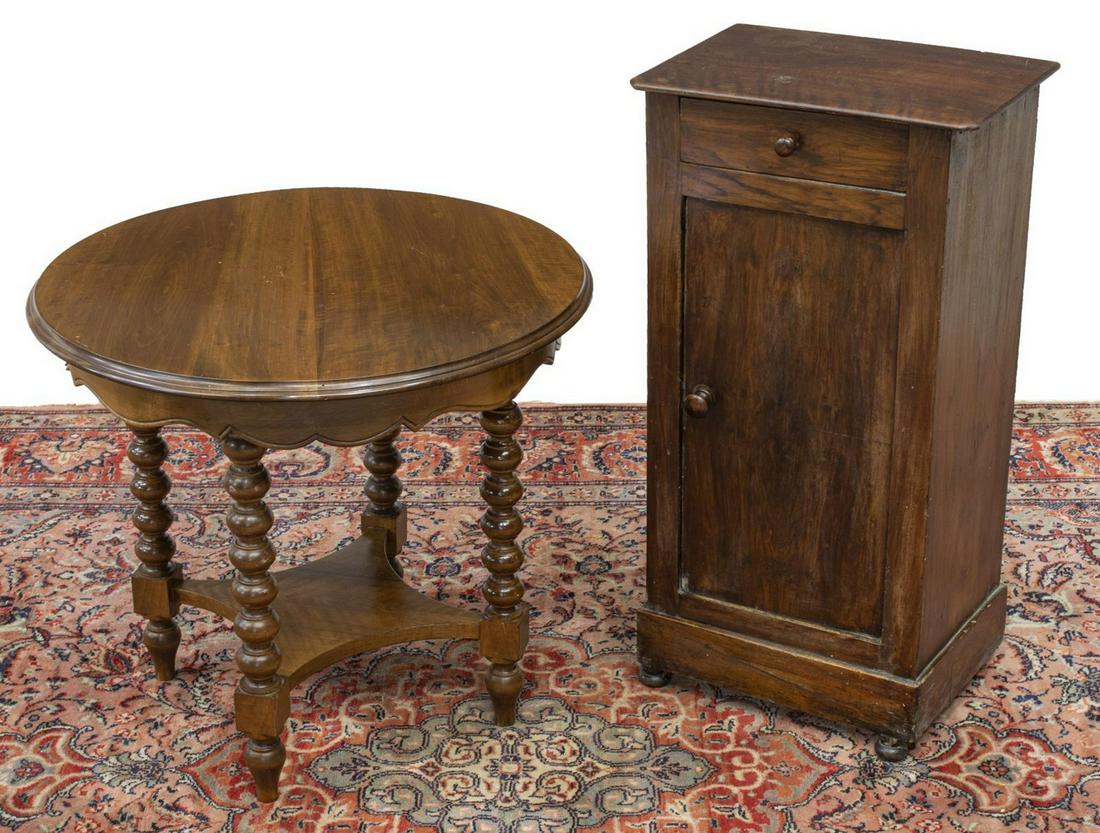 (2) WALNUT SIDE TABLE & FRENCH BEDSIDE CABINET (1 of 3)