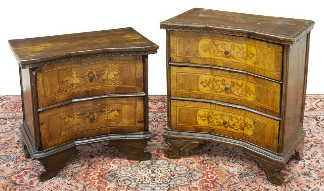 (2) ITALIAN MARQUETRY INLAID BEDSIDE CABINETS (1 of 4)