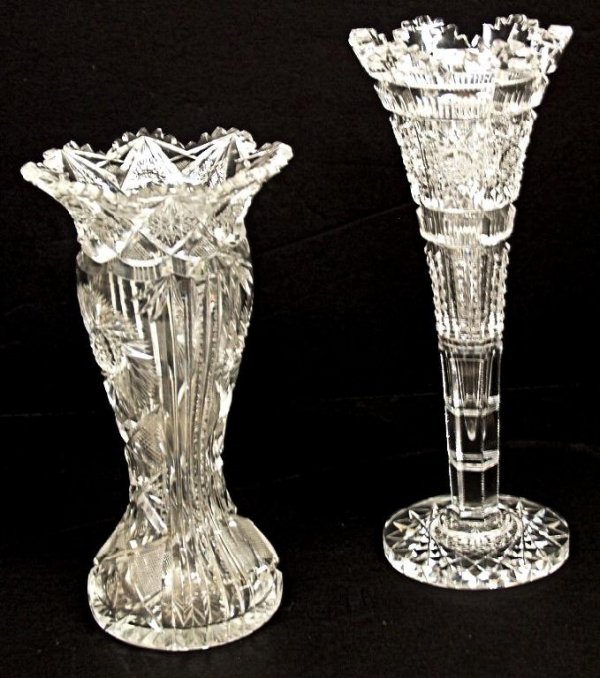 AMERICAN BRILLIANT PERIOD CUT GLASS VASES, HAWKES