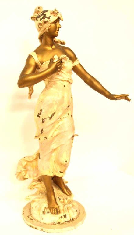 LARGE METAL NOUVEAU STYLE FIGURE AFTER MOREAU - 2