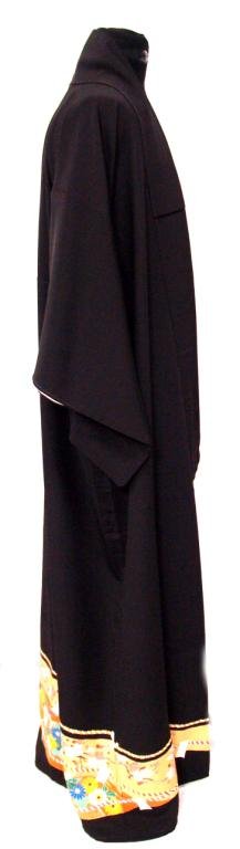 VINTAGE JAPANESE KUROTOMESODE BLACK CREPE KIMONO - 3