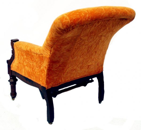 VICTORIAN WALNUT LOUNGE CHAIR WITH FOOT REST, 1871 - 5