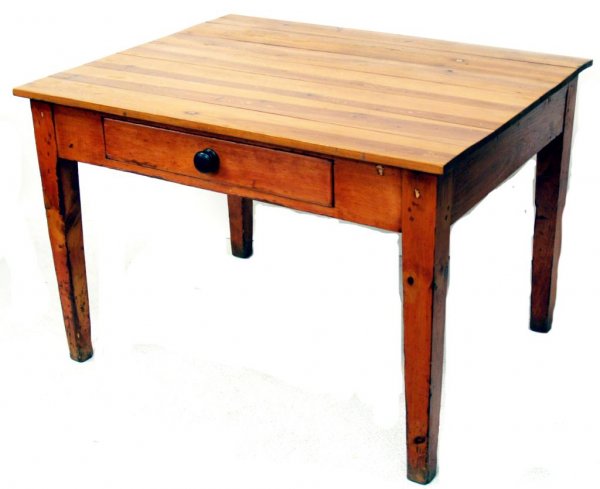 ANTIQUE AMERICAN PINE PLANK TOP TABLE 19TH CENTURY