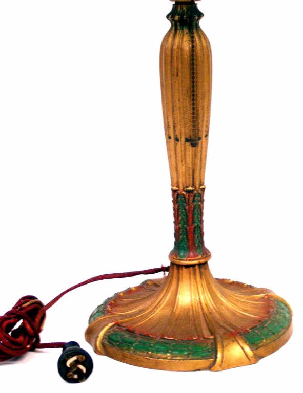 ROYAL ART GLASS CO GILT TABLE LAMP REVERSE PAINTED - 3