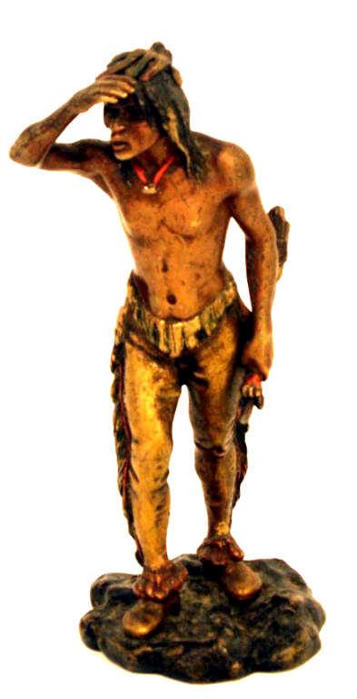 VIENNA COLD PAINTED BRONZE AMERICAN INDIAN FIGURE 