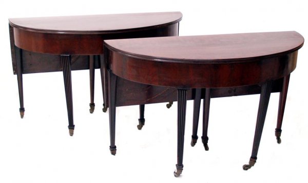 FEDERAL TWO PART DEMILUNE MAHOGANY DINING TABLE - 2