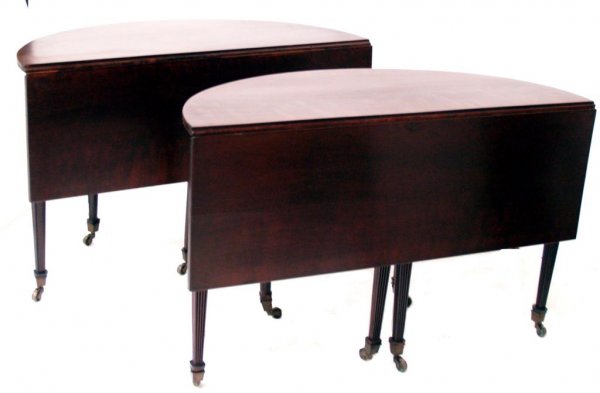 FEDERAL TWO PART DEMILUNE MAHOGANY DINING TABLE - 3