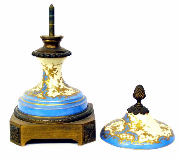 LARGE SEVRES STYLE PORCELAIN & BRONZE PAINTED URN - 6