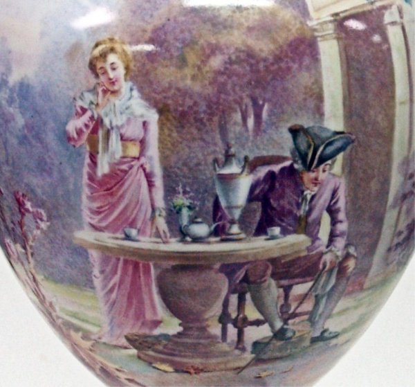 ANTIQUE SEVRES STYLE PAINTED PORCELAIN URN, MAXANT - 2
