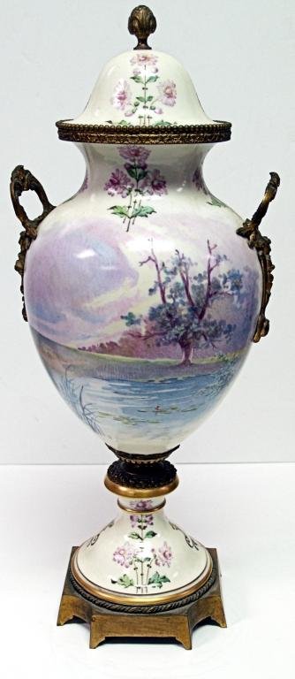 ANTIQUE SEVRES STYLE PAINTED PORCELAIN URN, MAXANT - 3