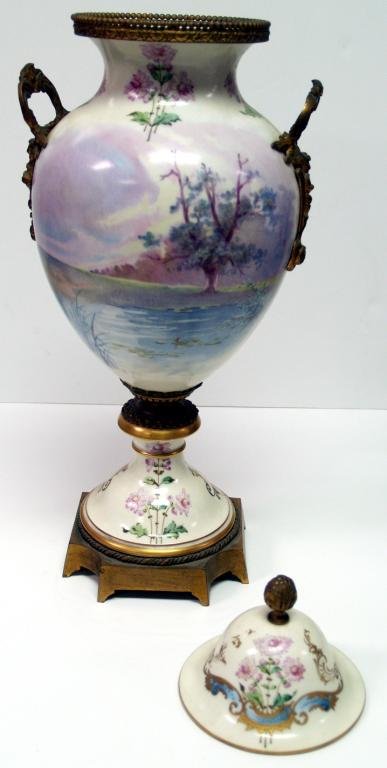ANTIQUE SEVRES STYLE PAINTED PORCELAIN URN, MAXANT - 4