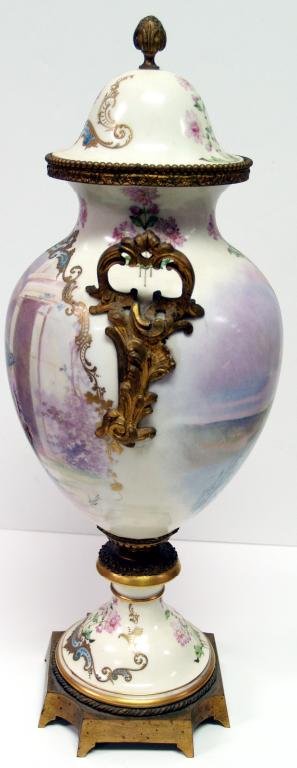 ANTIQUE SEVRES STYLE PAINTED PORCELAIN URN, MAXANT - 6