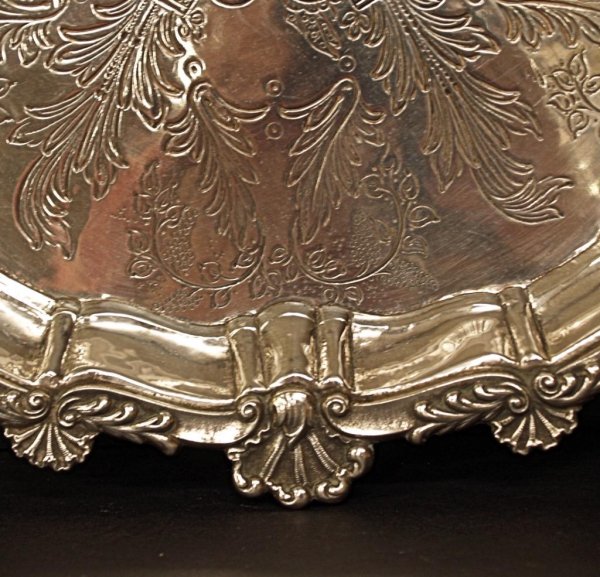 SPANISH SILVER BALL & CLAW FOOT SERVING TRAY - 2