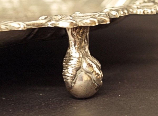 SPANISH SILVER BALL & CLAW FOOT SERVING TRAY - 3