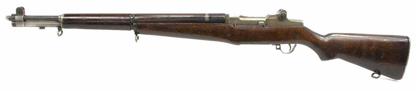 U.S. SPRINGFIELD M1 GARAND RIFLE, 1944 SN: U.S. Springfield Armory M1 Garand rifle, .30 caliber, 24" barrel, adjustable peep rear sight, butt plate storage port, two sling swivels, one stacking swivel, P proof mark on grip, Defense Acceptance 