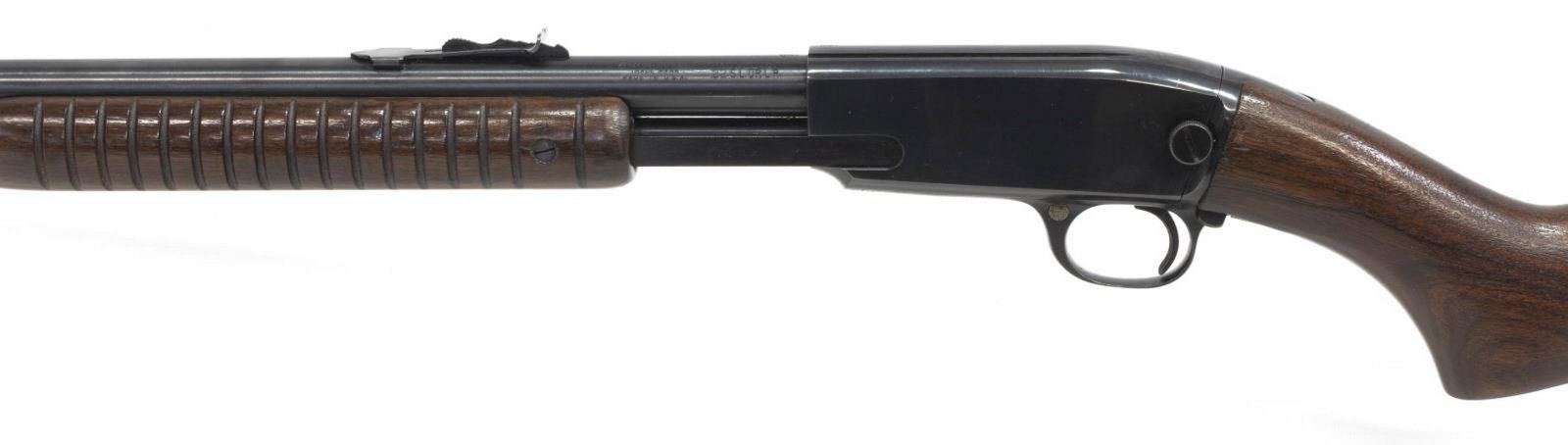 WINCHESTER MODEL 61 RIFLE, .22 SLLR CALIBER: Winchester Model 61 rifle, .22SLLR caliber, slide action, 24" round barrel, tubular magazine, ribbed forestock, hardwood butt stock, retains the original Winchester Model 61 price tag, appears in 90% 