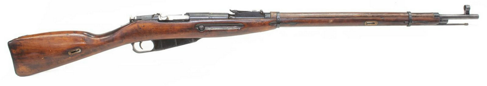 RUSSIAN MOSIN NAGANT RIFLE, M 91/30, 1937: Russian Mosin Nagant rifle, Model 91/30, 7.62mm caliber, bolt action, 28.5" barrel, bayonet lug, cleaning rod, hooded front sight, adjustable rear sight, receiver ring with 1937 date and Tula Arsenal 