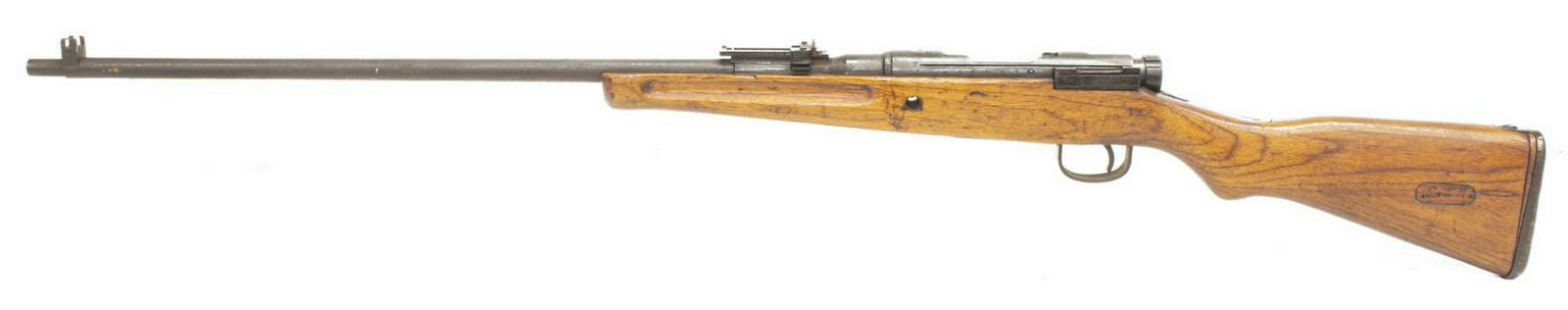 SPORTERIZED JAPANESE ARISAKA TYPE 99 RIFLE: Sporterized Japanese Arisaka rifle, Type 99, 7.7mm, bolt action, 25.9" barrel, Toyota Arsenal mark, five round internal magazine, adjustable rear sight, reduced length hardwood stock, turned bolt, ful