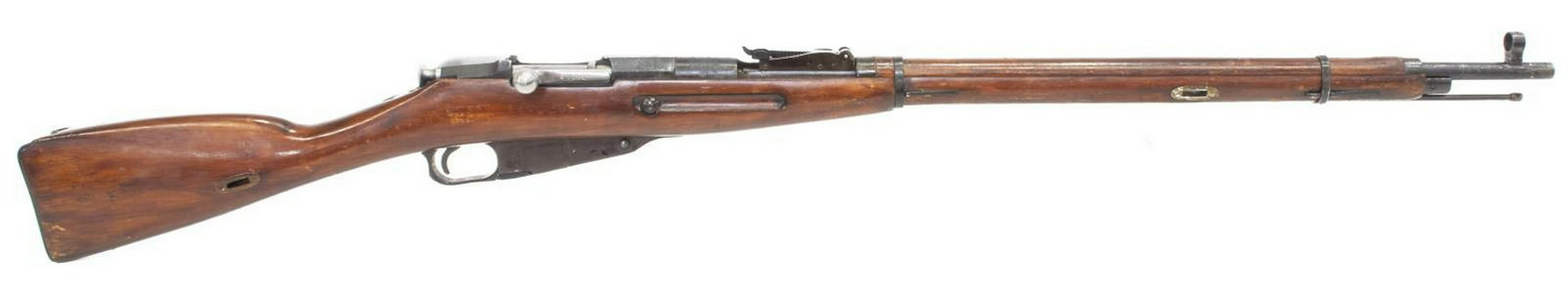 RUSSIAN MOSIN NAGANT RIFLE, M 30, 1927: Russian Mosin Nagant rifle, Model 91, 7.62mm caliber, bolt action, 28.5" barrel, bayonet lug, hooded front sight, cleaning rod, adjustable rear sight, receiver ring with 1927 date and Izhevsk arsenal 